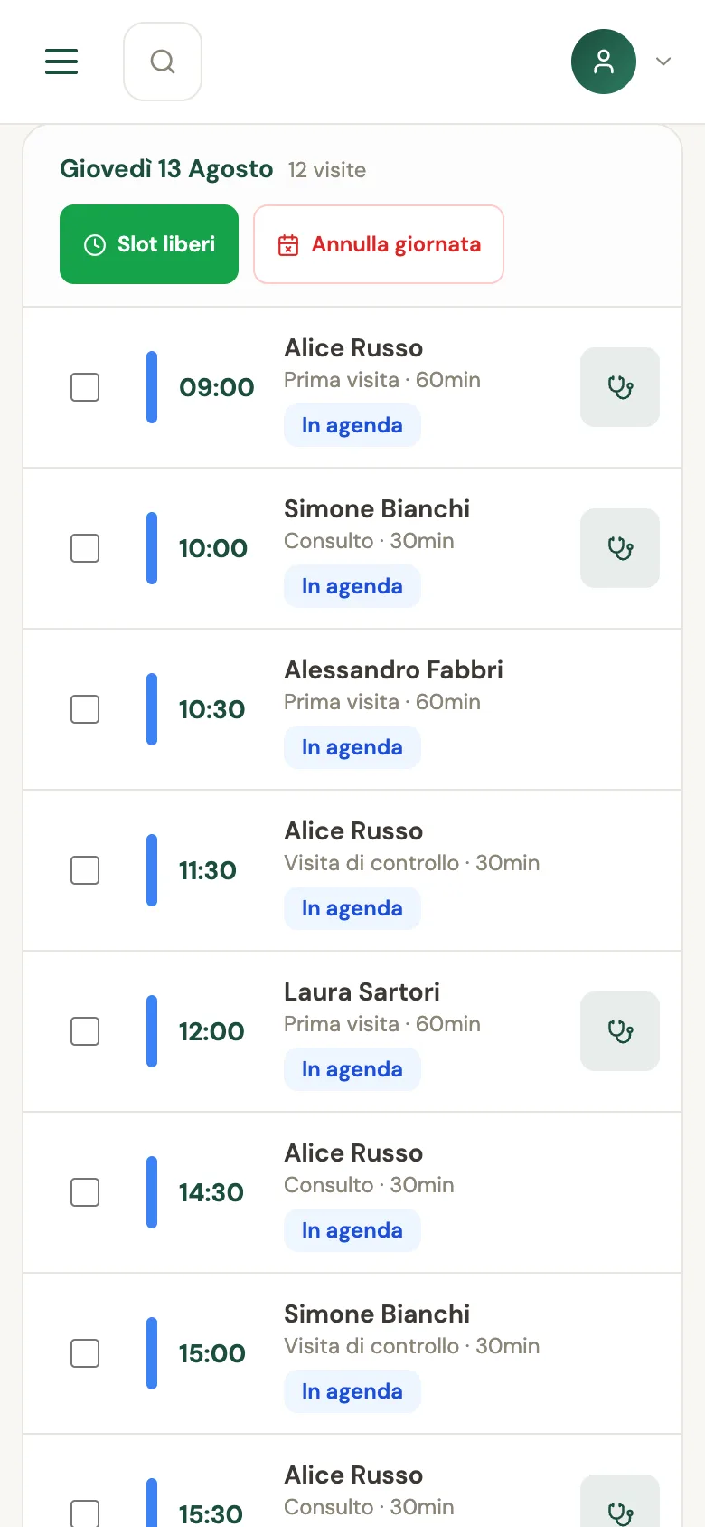 Alle 9, sul telefono: l’agenda di giovedì con dodici visite