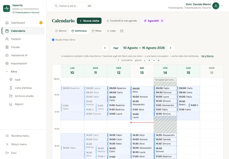 Sul tablet in orizzontale: la stessa settimana del calendario