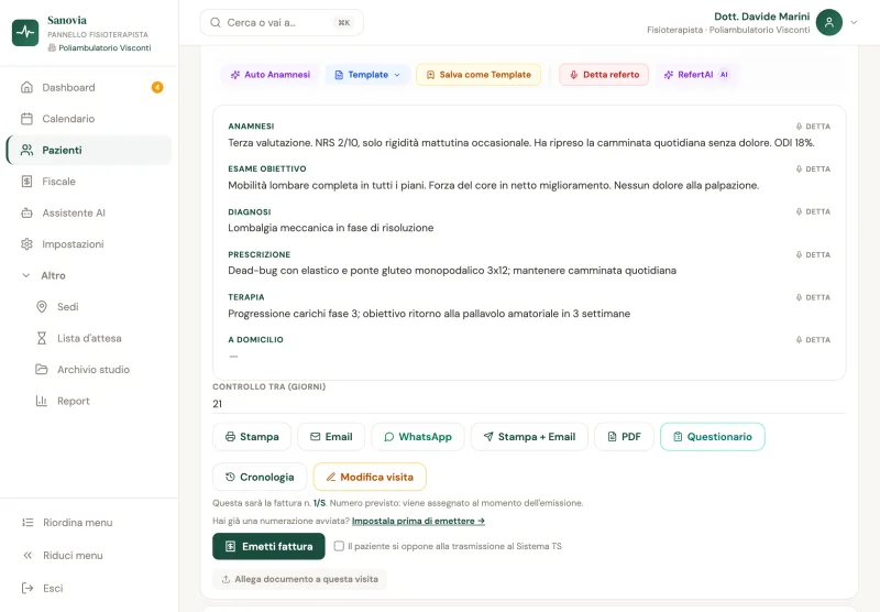 Sul tablet: lo stesso referto, campo per campo